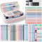 Four Candies 56 PCS Aesthetic School Supplies, Large Pencil Case, 6 Colored Ballpoint Pens, 12 Pastel Highlighters, Pink
