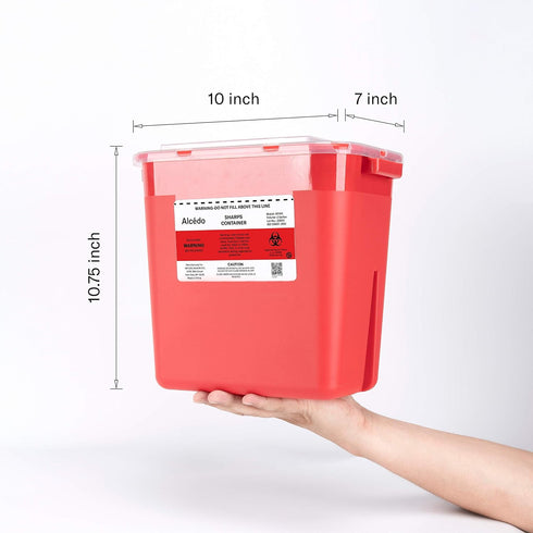 2 (2-Pack) Alcedo Sharps Container for Home Use Gallon | Biohazard Needle and Syringe Disposal | Professional Medical