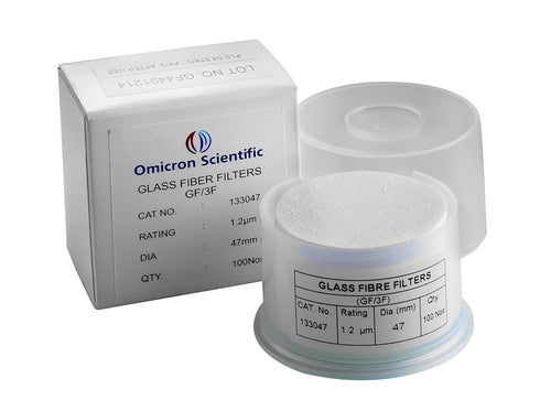 Omicron 133047 Borosilicate Glass Fiber Binder Free Filter, 1.2 µm, 47 mm (Pack of 100)