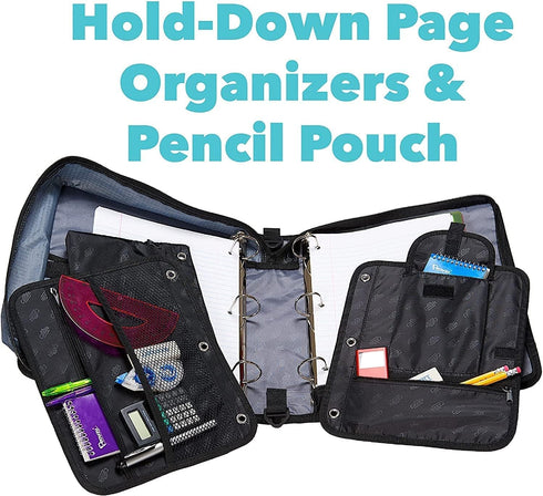 Case-it The Dual 2-in-1 Zipper Binder, 1.5 Inch D-Rings, Includes Pencil Pouch, Multiple Pockets, Spearmint Dual-101