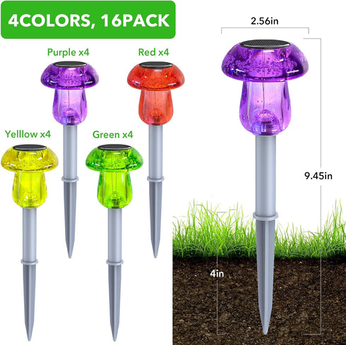 16 Pack Benany Solar Lights Outdoor, Mushroom Lights Outside Waterproof, Solar Powered LED Lighting for Garden, Yard