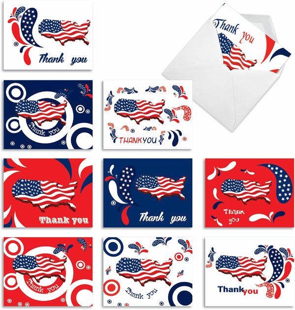 The Best Card Company 10 Assorted Blank Thank You Notecards Box Set, 4 x 5.12 Inch with Envelopes, 10 Designs
