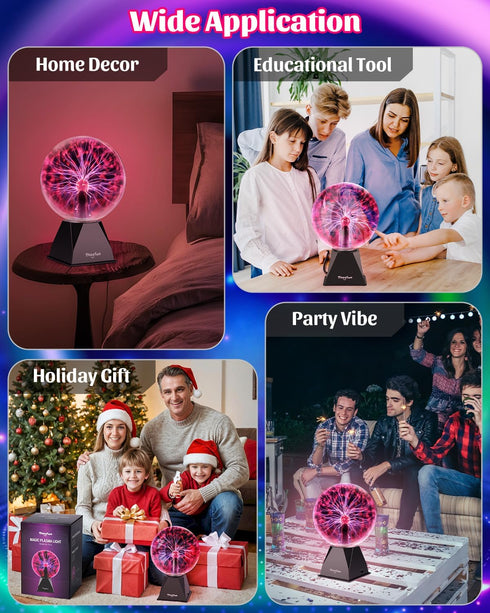 8 Inch Theefun Plasma Ball: Huge Plasma Globe Birthday Gifts Touch & Sound Sensitive Ball Lamp Electric Lightning