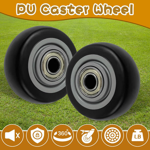 Wensdr 8 3 Inch 3" 1.25" 3/8" Pcs Push Cart PU Shelf Replacement & Cargo Elevator Front Casters, Replacement Casters