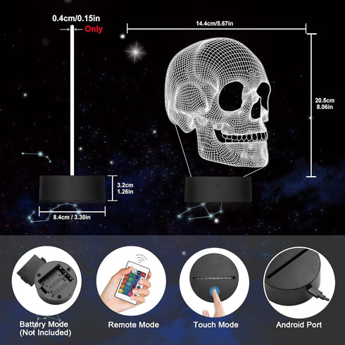 Ammonite 3D 16 Skull Night Light for Kids, Illusion Lamp LED Desk Table Lamp Colors Change with Remote Control