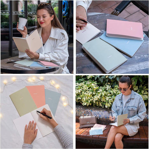 Notebook Journal - Pack of 8 A5 Notebooks, 5.5 x 8 in, Cute Soft Paper Cover for Travel, Meditation, Wedding