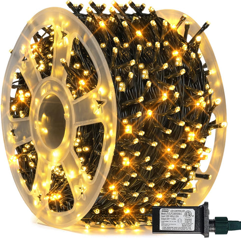 FUNPENY 164FT 500 LED Christmas Indoor Outdoor Decorative String Lights, 8 Modes