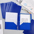 Patelai 48 Pcs Heavy Duty Plastic Folders with Pockets, 2 Pocket Folders with 3 Prongs and Fasteners, Blue for Office