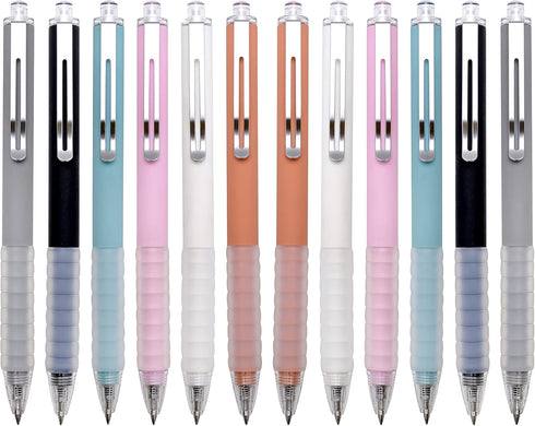 Medium Point 1mm Black Ink Work Pen, Super Soft Grip, Retractable Office Pens for Men Women (Black, 12)
