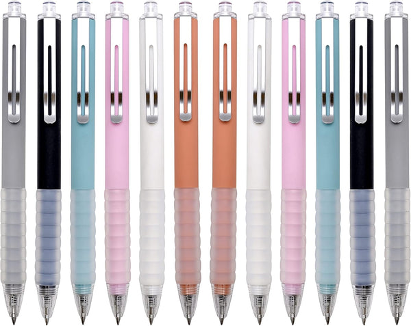 Medium Point 1mm Black Ink Work Pen, Super Soft Grip, Retractable Office Pens for Men Women (Black, 12)