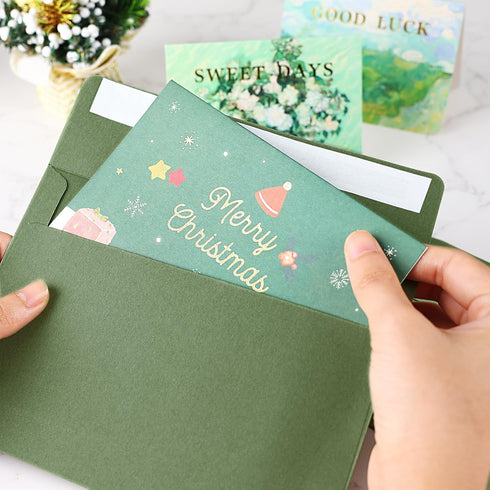 Granhoolm 100 Pack Green Pearlized Shimmer 5x7 Envelopes, Sage Green A7 Self Seal for Invitations