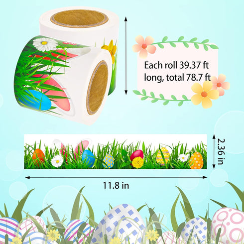 Spring Easter Bulletin Board Border, 2 Rolls of Spring Green Grass and Easter Egg Trim for Classroom Holiday Decorations