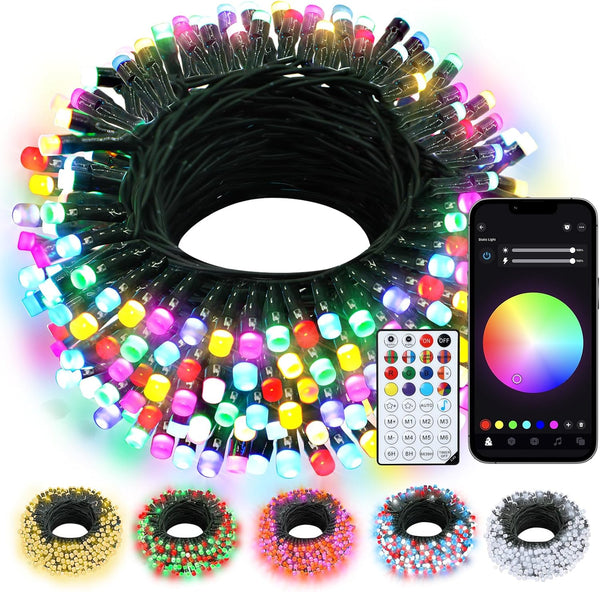 echosari Smart String Lights, 100 LED 33Ft RGB Fairy Lights with Remote & App Control, Music Sync for Christmas Trees