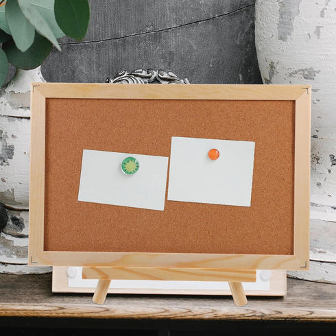 MAGICLULU Wooden Frame Message Board - Pin Board with Wood Easel Display Stand, Tripod Holder, and Cork Notes Box
