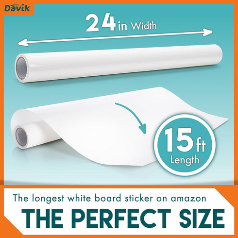 Davik Multi-Purpose Whiteboard Sticker, Customizable Peel and Stick Dry Erase Board for Wall Art