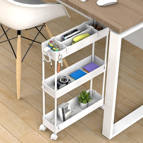 SPACELEAD Slim Storage Cart - 3 Tier Bathroom Rolling Utility Cart, Mobile Shelving Unit Organizer for Narrow Spaces,