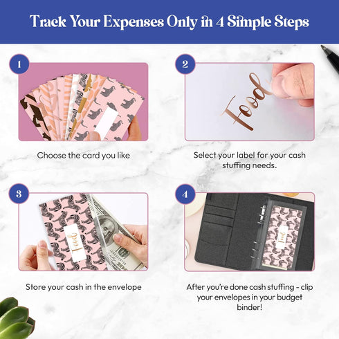 SOUL MAMA A6 Cash Envelopes for Budgeting Binder - 12 Pcs Pink Safari Themed Inserts & Money Saving Envelopes