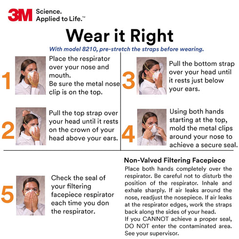 3M 8210 N95, Pack 20 Particulate Respirator, of Disposable Respirator, NIOSH APPROVED, Two-Strap Cup Style Design