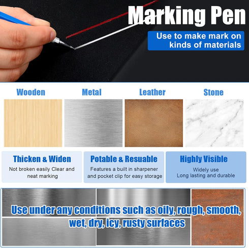 2 Pcs Welders Pencil with 48 PCS Round Refills, Mechanical Pencils for Metal Welding Marker