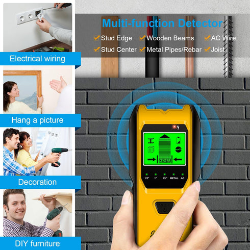 5 1 Stud Finder Wall Scanner, in Multifunction Stud Locator with Upgraded Smart Sensor, HD LCD Display and Audio Alarm
