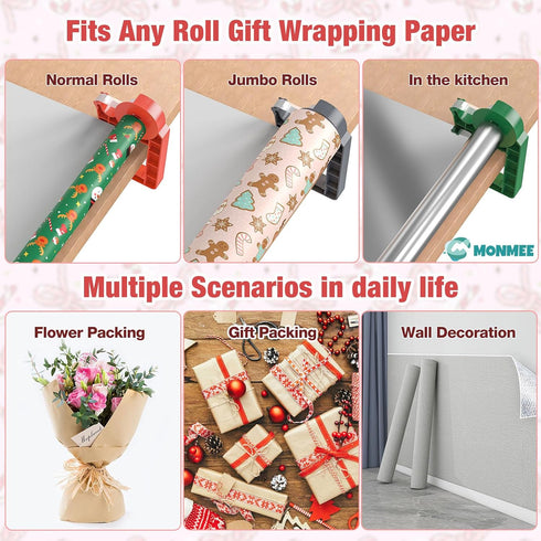 MONMEE Dispenser2 Pack 2 Tabletop Gift Wrapping Tool with Tape Adjustable Wrapping Paper Table Clamps with TapesPerfect