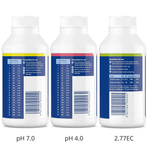 BlueLab 2.77EC Conductivity Solution, PH 7.0 and PH 4.0 Calibration Solution Set, 250 Milliliters
