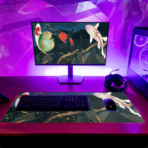 Japanese Gaming Mouse Pad XL - Extended Large Desk Mat, Stitched Edges Mousepad, 3mm Thick Non-Slip Rubber Base