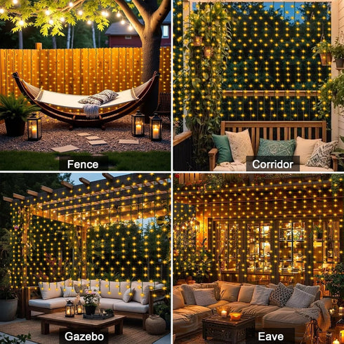 13Ft 3.3Ft 200 8 DBFAIRY Solar Curtain Lights, x LED Outdoor Curtain Lights Waterproof Auto ON/Off Modes for Garden