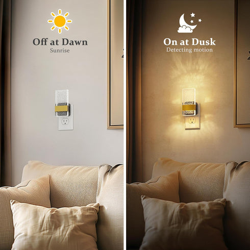 3000K 0-100lm 2-Pack JandCase Night Lights Plug into Wall, Dusk to Dawn Sensor, Soft White LED, Acrylic Bubble Design