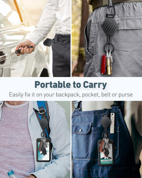 Uniclife 2 Pack Heavy Duty Retractable Keychain with Magnetic Closure, 16 oz Badge Reel & Vertical Plastic Card Case