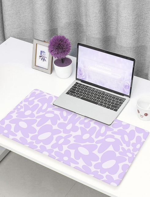 Cute Desk Pad - Aesthetic Kawaii Desk Mat, XL Purple Keyboard Pad, Cute Office Decor for Women, Desk Mat Purple -