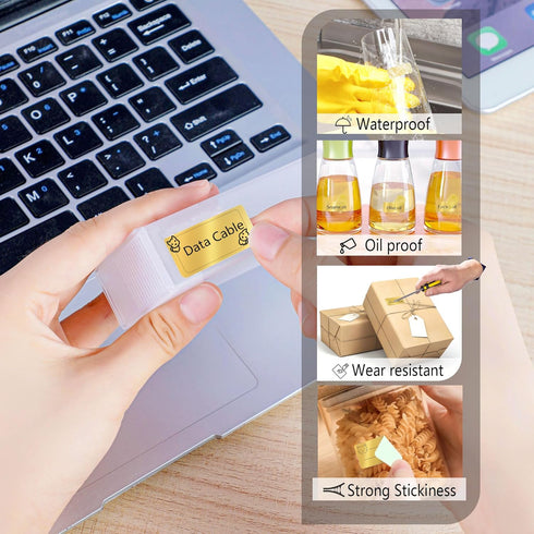 PARLAIM Label Maker Tape, 30 X 14mm (1/2" X 1 1/8") 210PCS Self Adhesive Thermal Sticker Label Paper