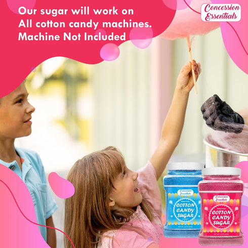 Concession Essentials /1lb -2ct Cotton Candy Floss Sugar -Pink Vanilla and Blue Raspberry Jars Each Flavor
