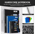 CAGIE 5 Subject Notebook with Dividers, 240 Pages A5, 5x7 College Ruled, Hardcover Spiral Notebooks, Black
