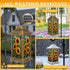 DERUINVAIO Solar Lantern Outdoor Waterproof Vibrant Stained Glass Sunflowers Green Leaves Garden Decor LED Hanging