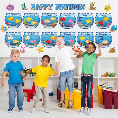 Birthday Bulletin Board Set for Classroom Under The Sea Spring Bug Bee Theme Happy Birthday Decoration Calendar School