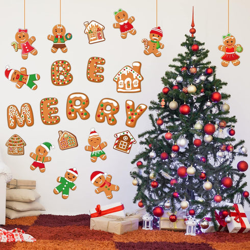 Christmas Cutouts - Xmas Gingerbread Classroom Bulletin Board Decorations for Merry Christmas Party Supplies