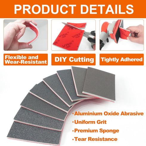 28 180-3000 Pcs Grit Sanding Sponge,Ultra Fine Sandpaper,Soft Foam Hand Sander Block Wet Dry Sanding Pads