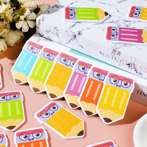 Janlaugh Teachers Sticky Notes - 48 Pads, 1440 Sheets Pencil Shaped Note Pads, Cute Self Adhesive Gifts for Students