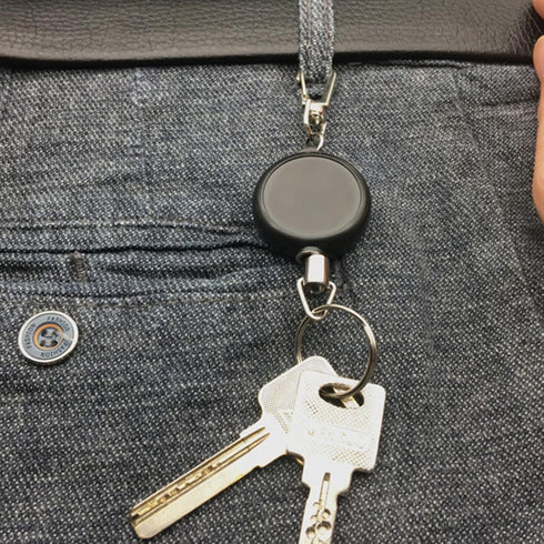Retractable Keychains Badge Reel Holder, Extendable Keychain, Stainless Steel Retractable Keyring Key Reel Key Chain with 60cm/23.6in Steel Wire Rope by Yosoo Health Gear