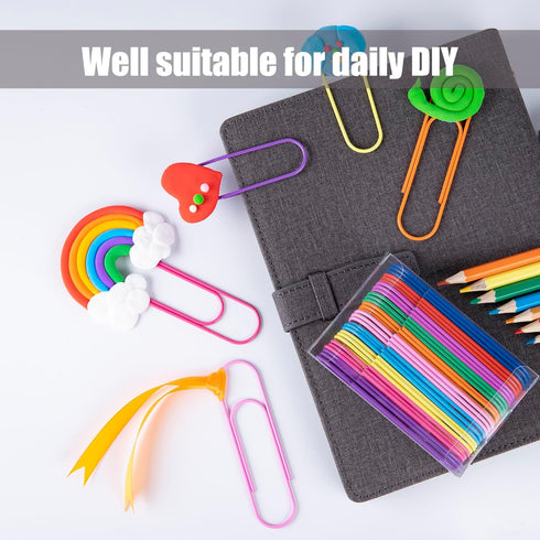 Jumbo Paper Clips 40 Pcs 4 Inches Large Paper Clip Holder Vinyl Coated Multicolored Extra Large