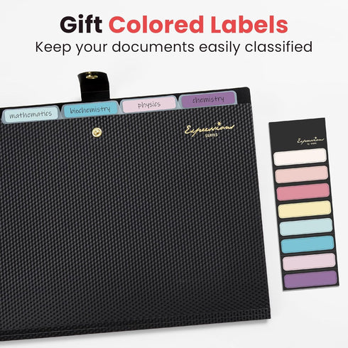 Sooez Accordion File Organizer, 5 Pocket Letter Size Expanding File Folder with Labels for Documents, Portable Paper