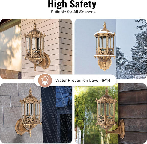 DDBESSIC E27 IP44 Rustic Light Fixtures Exterior Industrial Vintage Wall Sconce Fixtures Waterproof Glass Sconce Wall