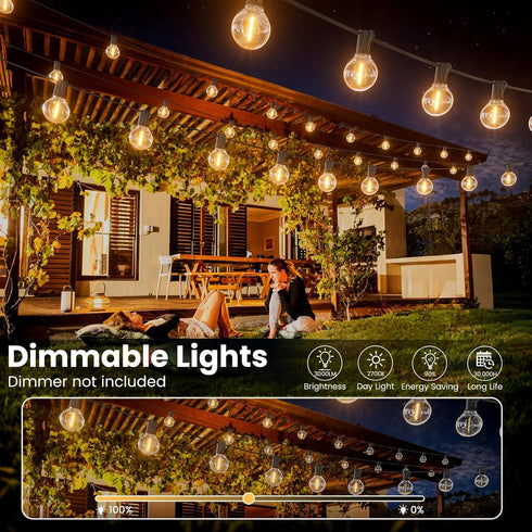25 13pcs G40 Bulbs, RTTY Outdoor String Lights FT, Patio Light for outside with LED Plastic Shatterproof Waterproof