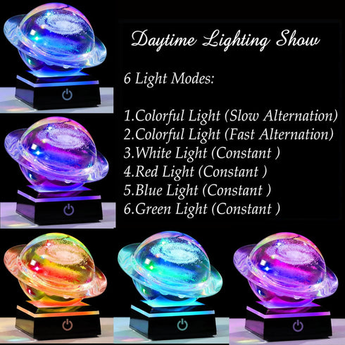 3d 80mm 3.15inch Solar System Model Galaxy Crystal Ball - Saturn Shape Outer Space Astronomy Gifts Room Decor Unique