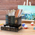 Tosnail Decorative Pen Holder with Storage Drawer, Wooden Pencil Holder and Organizer, Antique Library Books Design Pen