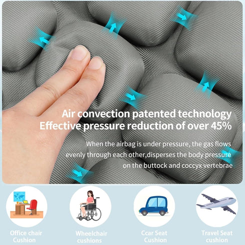 generic Portable Inflatable Cushion for Long Flights and Office Chairs - Anti-Slip and Adjustable
