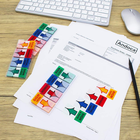 Message Flags Assorted Color, "Sign Here"/"Notarize"/"Initial Here"/"Sign and Date", 600 Pages Total, 3 Dispensers/Pack