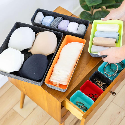 Three by Three Seattle Felt·Like·It! Multicolor Felt Bins for Office, Crafts, Classroom, Living Room & Bedroom