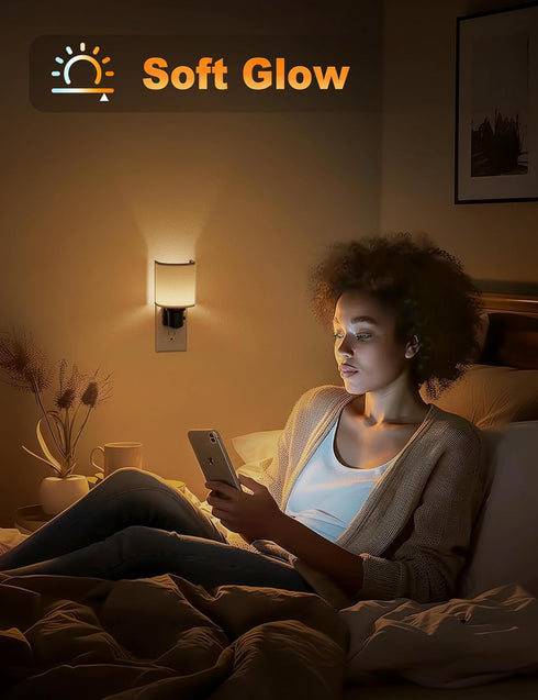 Dimmable, 3000K 0-100LM JandCase Night Lights Plug into Wall, LED Night Light Nightlight with Auto On Off Light Sensor